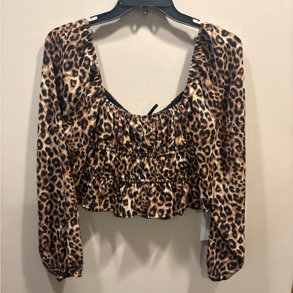 Wayf Animal Print Ruched Long Sleeve Top - Picture 6 of 7